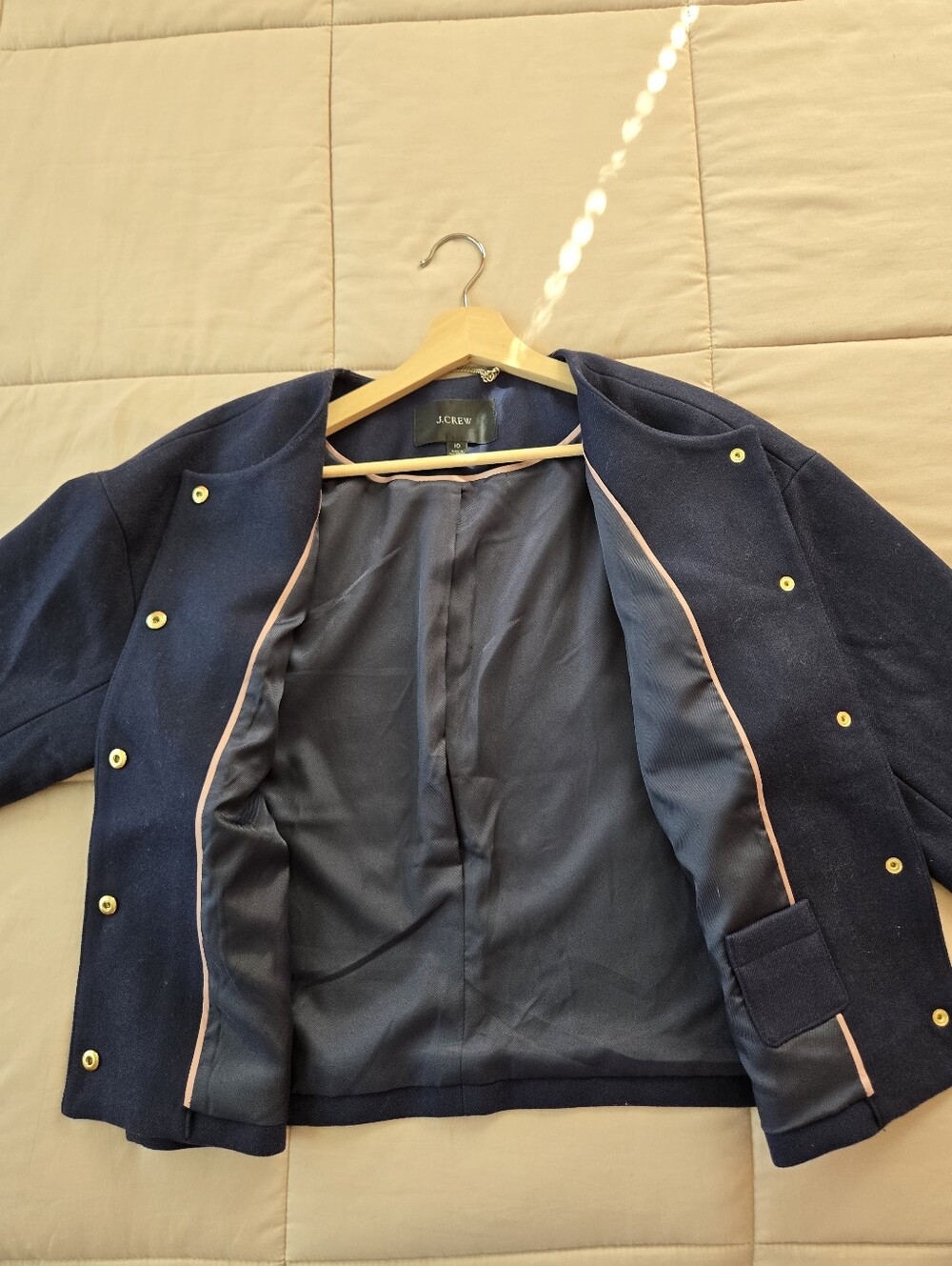 J.Crew Relaxed Lady Jacket in Double-Serge 100% Wool, Navy Blue, Size 10 - Picture 8 of 11